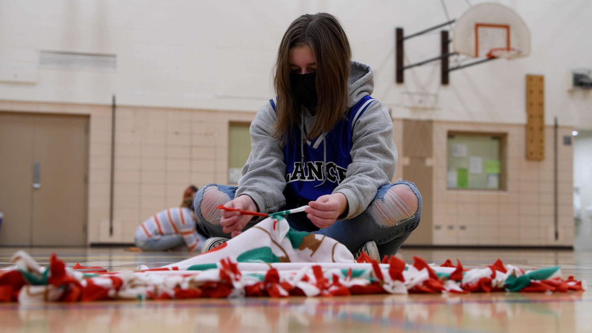 Fleece blanket assembly at Lance Middle School